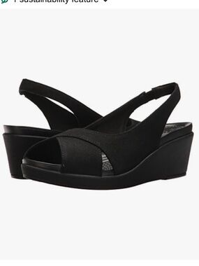 Crocs Women's Leigh Ann Slingback Wedge Sandal black size 7